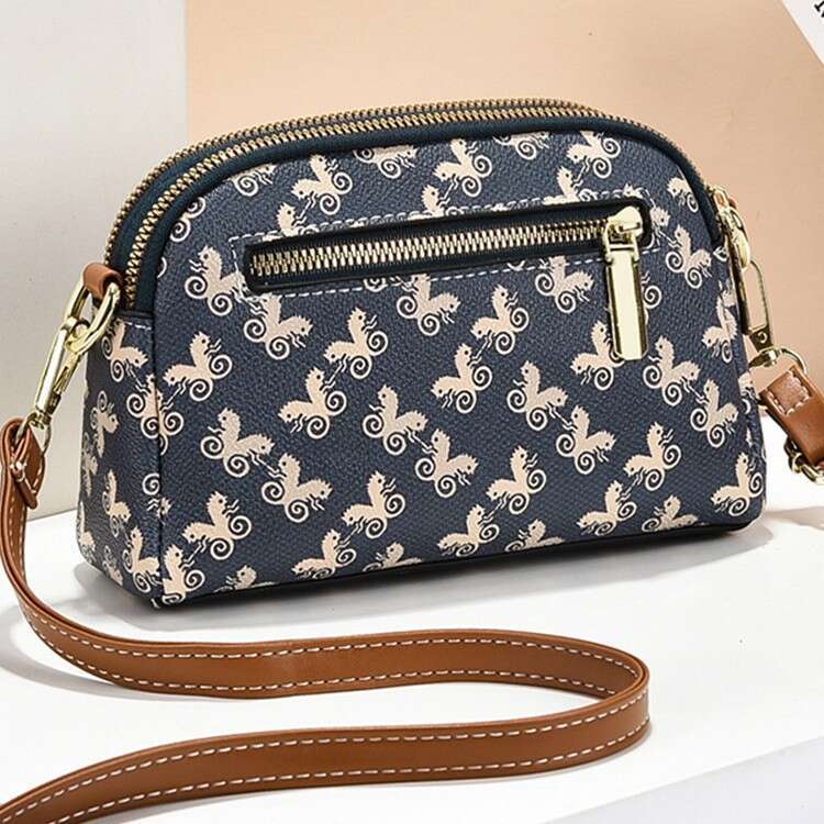Crossbody Phone Bag Lightweight Multi-Pocket Mini Purse Stylish Color Block Shoulder Bag for Travel and Daily Use