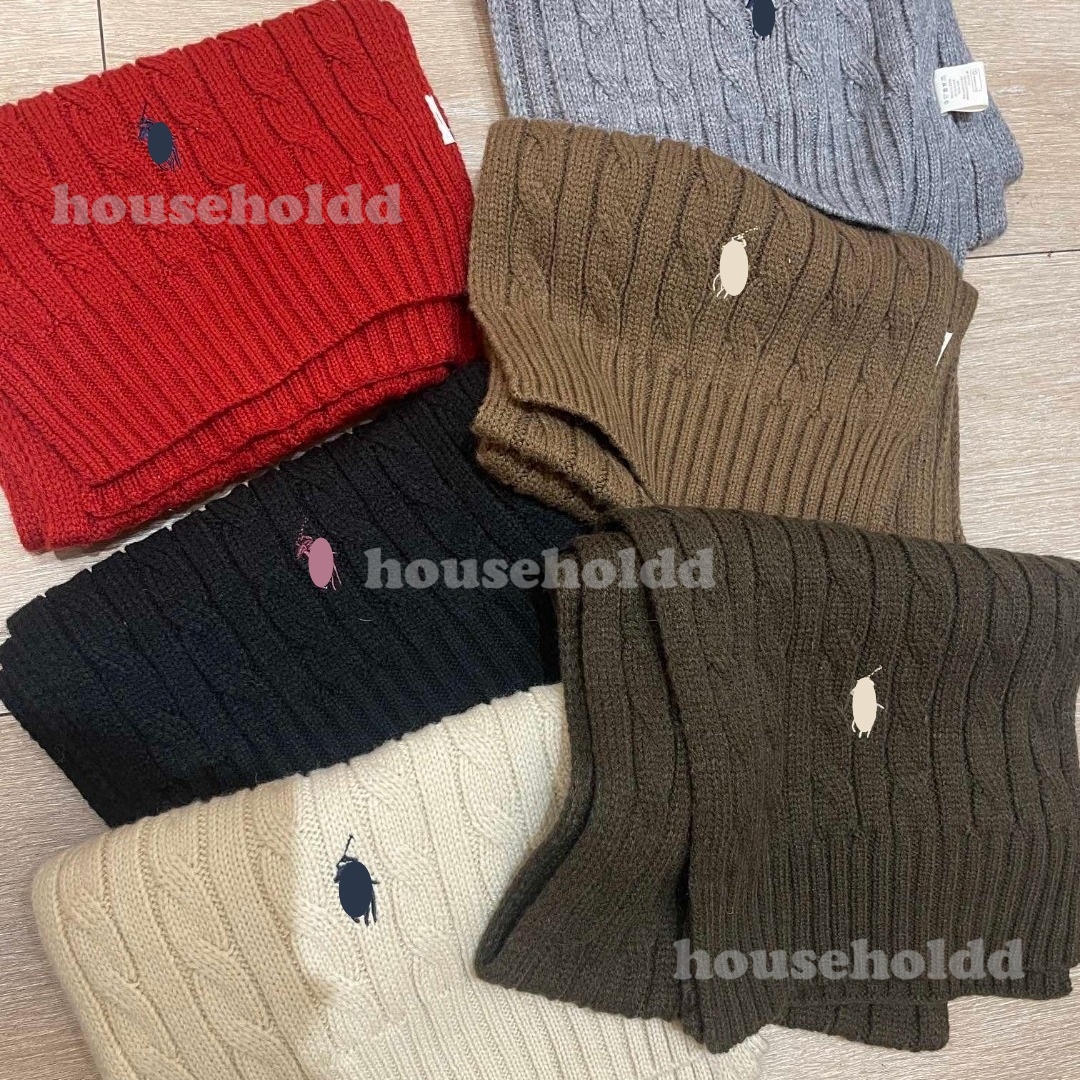 Wool Knitted Designer Scarves For Women Men Winter Versatile Thickened Warm Scarf Solid Color Bury POLO Casual