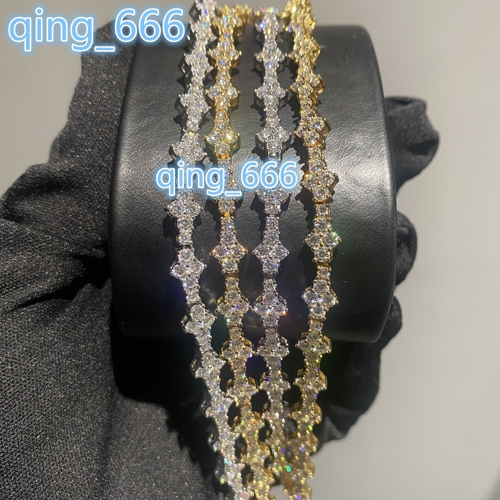3mm 4mm Mini Cross Hip Hop Jewelry Moissanite Tennis Chain Bracelet 925 Silver Iced Out Tennis Chain Necklace for Men and Women