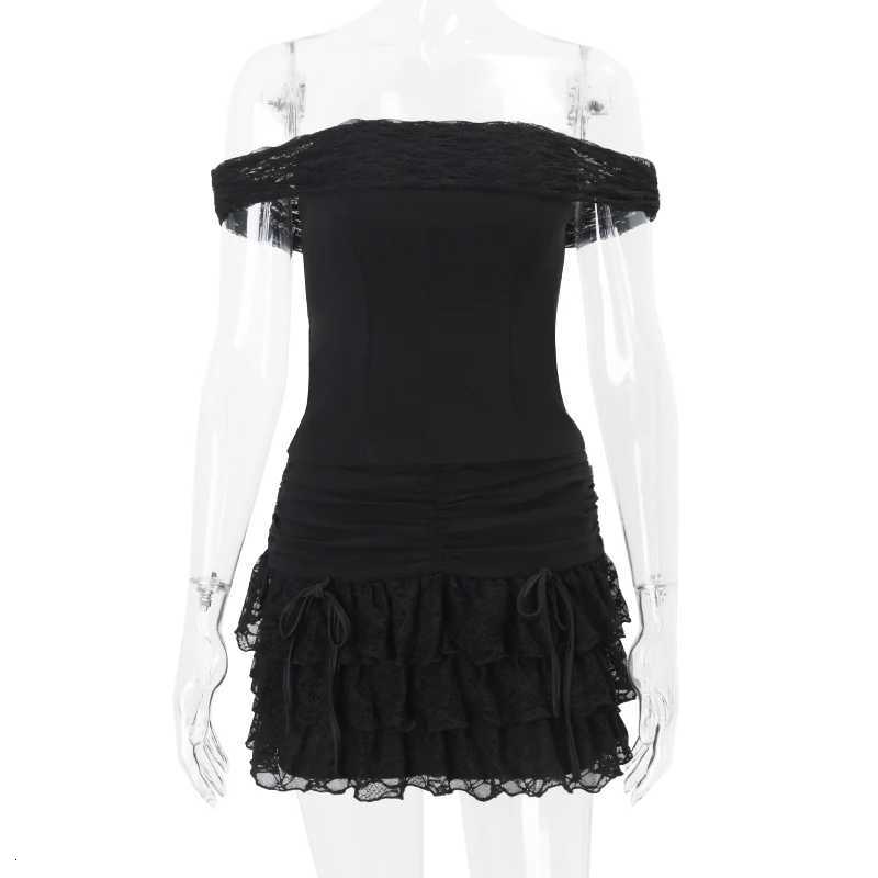 2025 Spring New Prom Party Evening 2 Piece Set Candyhot Off Shoulder Solid Sexy Fashion Backless Strapless Fairycore Skirt Set R250716