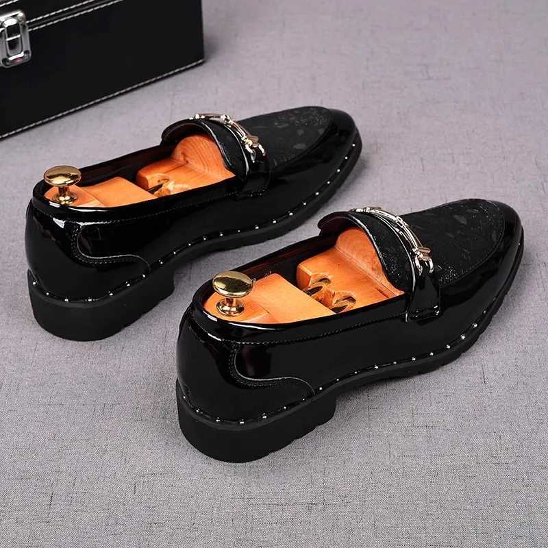Black Carved Luxury Men Pu Leather Shoes Fashion Male Metal Buckle Bow Knot Decor Increased Loafers Business Casual Shoes W250716