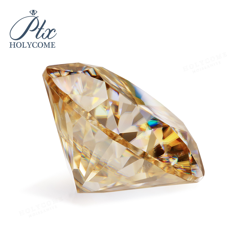 Round Nine Hearts One Flowers Cut Good Fire Original Color Champagne VVS1 Loose Synthetic Diamond Moissanite Stones for Jewelry Design