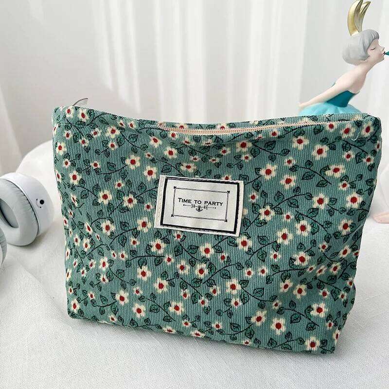 Corduroy Makeup Organizer Clutch Retro Print Cosmetic Bag Wash Women Travel Make Up Pouch Beauty Toilet Storage Cases X250716