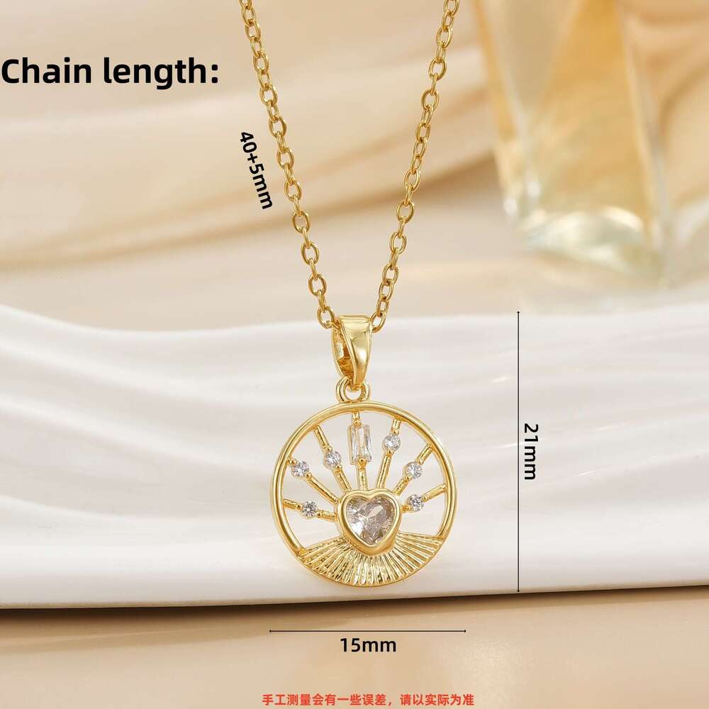 Classic Star Sun Round Pendant Stainless Steel Necklace Vacuum Gold 859