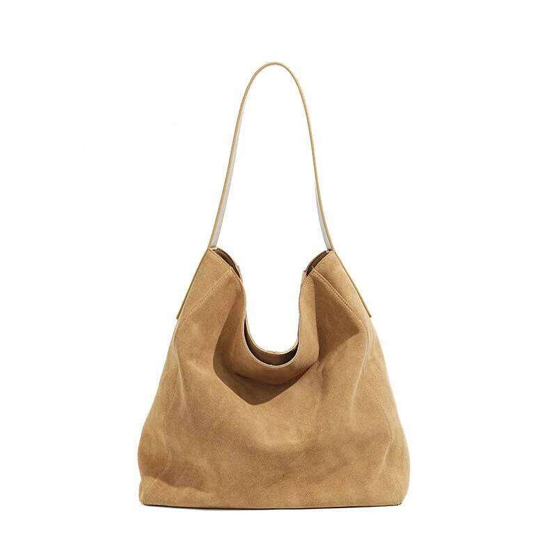 New suede veet underarm tote for autumn and winter Simple large capacity first layer frosted cowhide handbag shoulder bag
