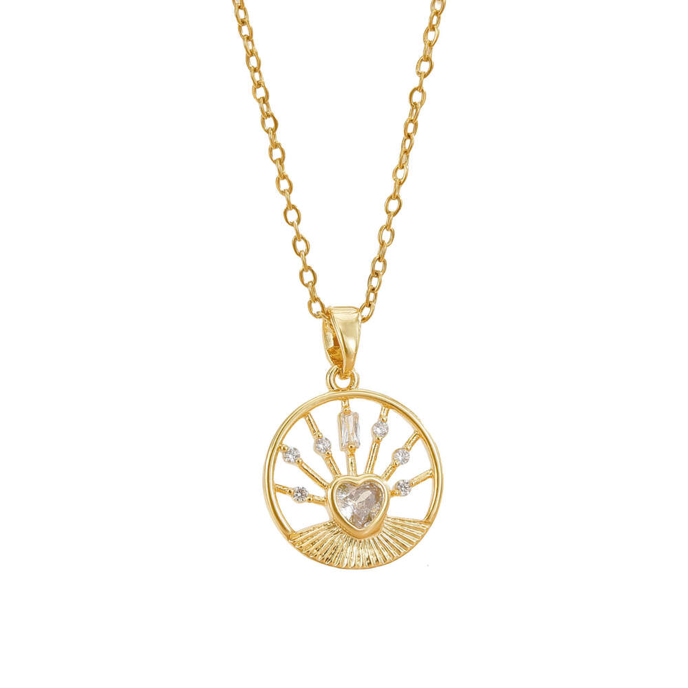 Classic Star Sun Round Pendant Stainless Steel Necklace Vacuum Gold 859