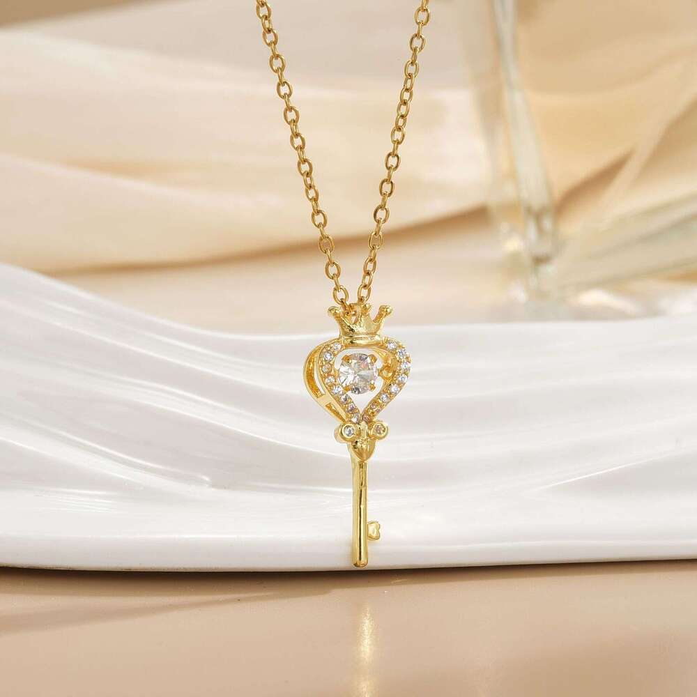 New Heart-Shaped Smart Key Pendant Titanium Steel Necklace For Women Fashionable Niche Versatile Design Collarbone Chain Jewelry 60E
