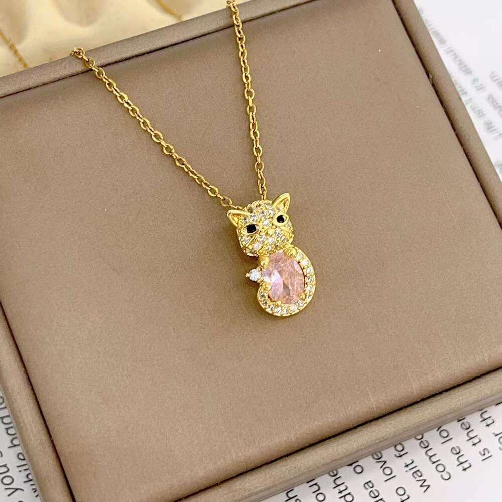 For Women Style Micro Inlaid Cat Personality Korean And Japanese Niche Design New Fashion Jewelry Necklace 5A5