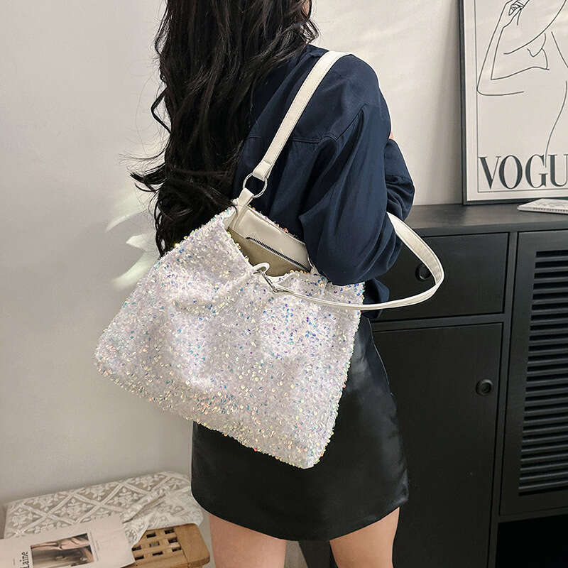 Large Capacity Underarm New 2025 Spring Fashion Sequin Colorful Shoulder Ins Style Women's Bucket Bag