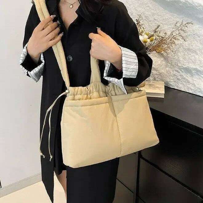 2025 Korean Style Nylon Drawstring Bucket Bag - Women's Lightweight Crossbody Shoulder Purse For Casual Outings, Travel & School