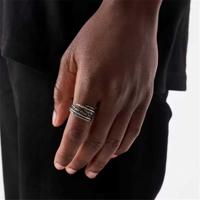DODO Feather Ring 316L Stainelss Steel Jewelry Punk Style Men Women Adjustable Ring Size 6-13 S250716