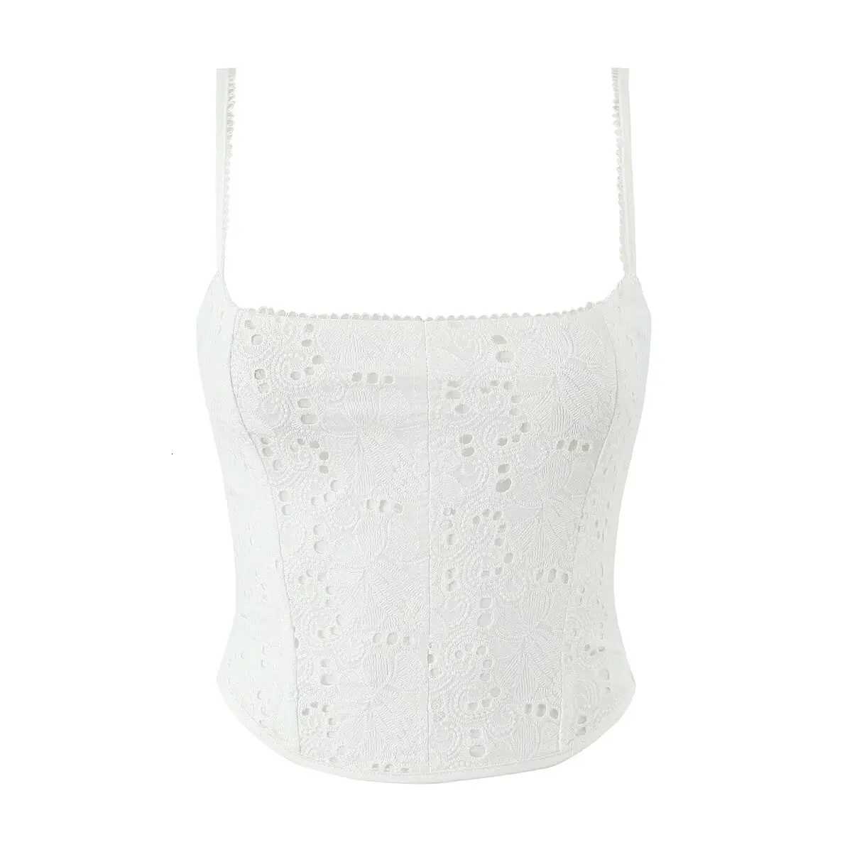 Suninheart Embroidered Camisole Top Womens 2025 Summer New Style Vacation Style White Large Skirt Long Skirt Two-piece Set R250716