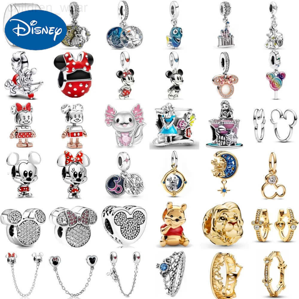 Disney 925 Silver Bear Moon Bead Mouse Pendant Safety Chain Suitable for European Original Bracelet DIY Exquisite Jewelry W20250716