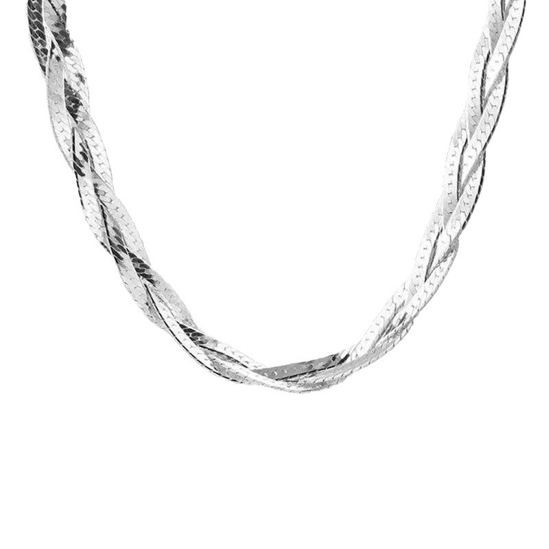 Stylish Newly launched Glittering Braided Serpentine Chain Copper plated Necklace Fashionable and Simple with High grade Three layer Clavicle Chain Un