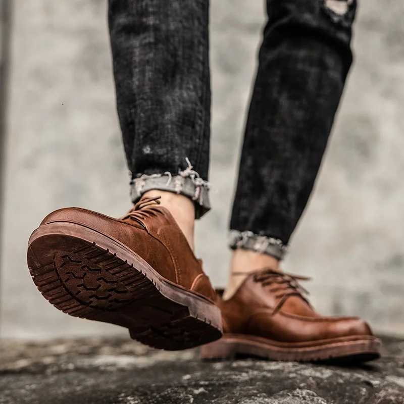 2025 Retro Mens Casual Shoes Fashion Leather Footwear New Style Slip-On Comfortable Men Genuine Leather Work Business Casual Shoes W250716