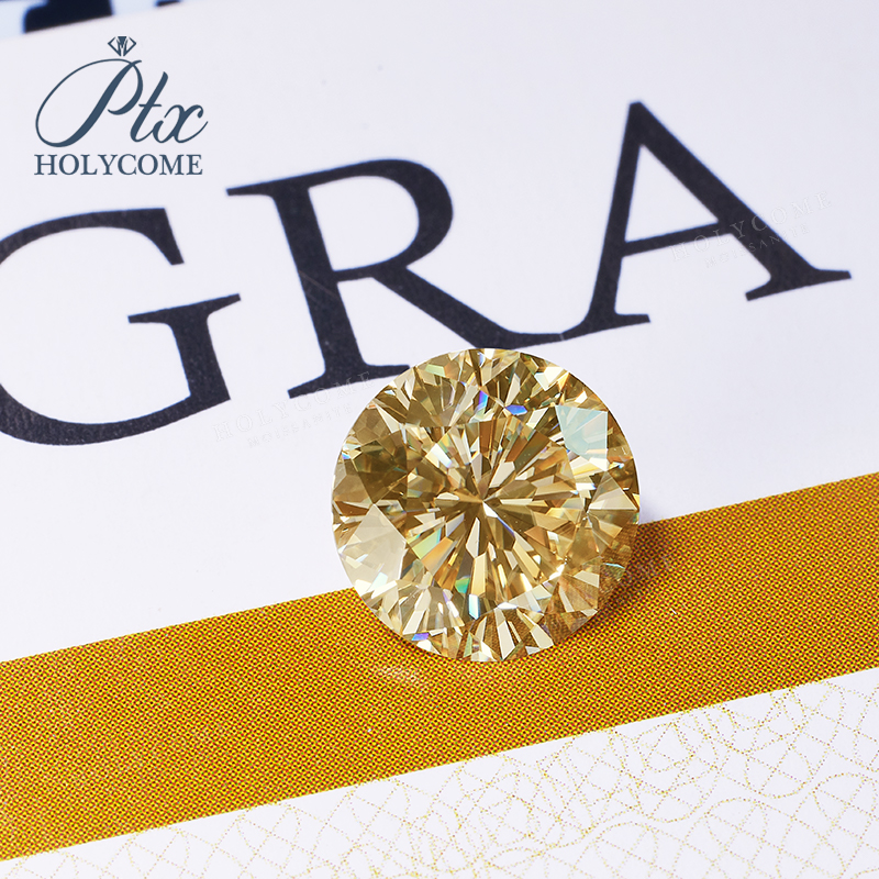 Round Nine Hearts One Flowers Cut Good Fire Original Color Champagne VVS1 Loose Synthetic Diamond Moissanite Stones for Jewelry Design