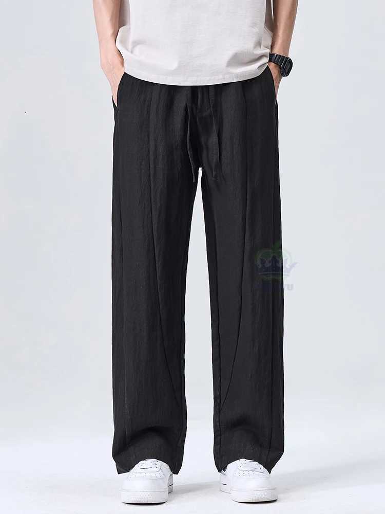 Summer Thin Cozy Lyocell Linen Fabric Pants Men Elastic Waist Outdoors Jogger Breathable Wrinkled Outdoor Casual Trousers Male y250716