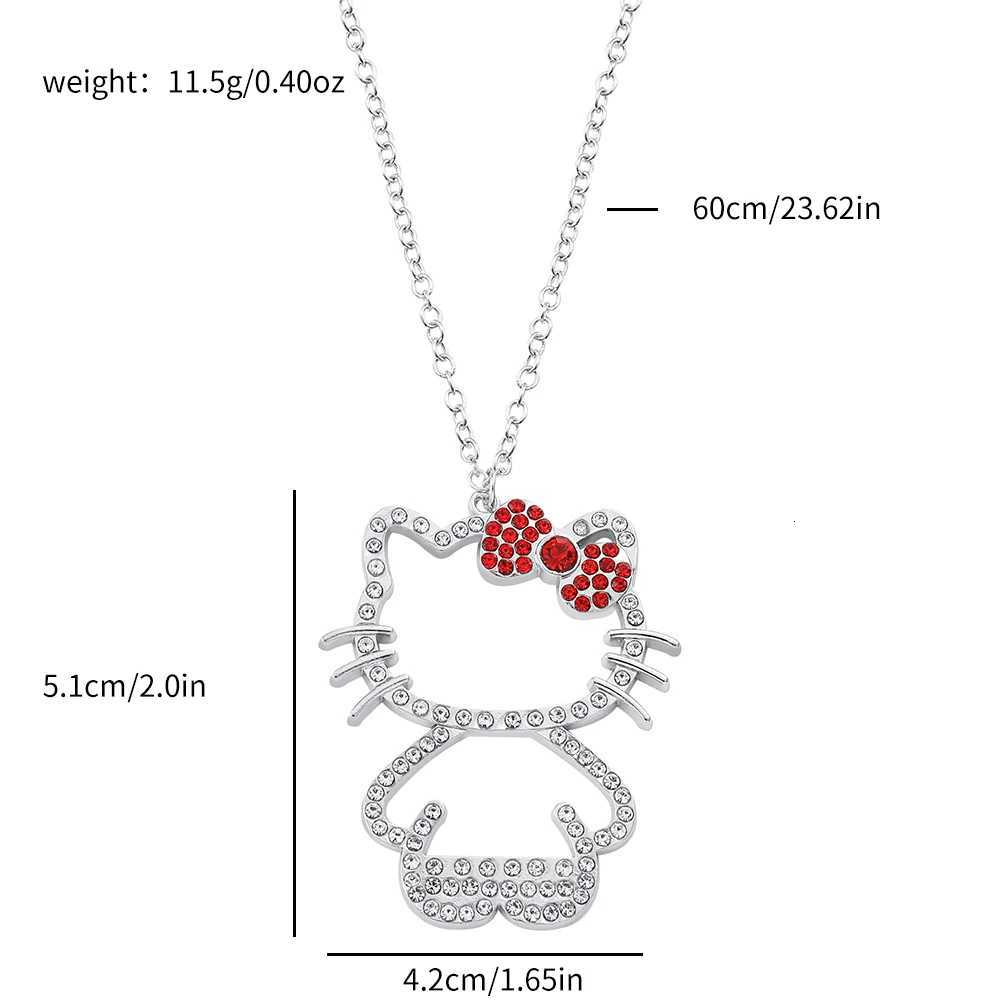 Sanrio Hello Kitty Rhinestone Bow Cute Girl Pendant Necklace Woman Clavicle Chain Pendant Gifts w250716