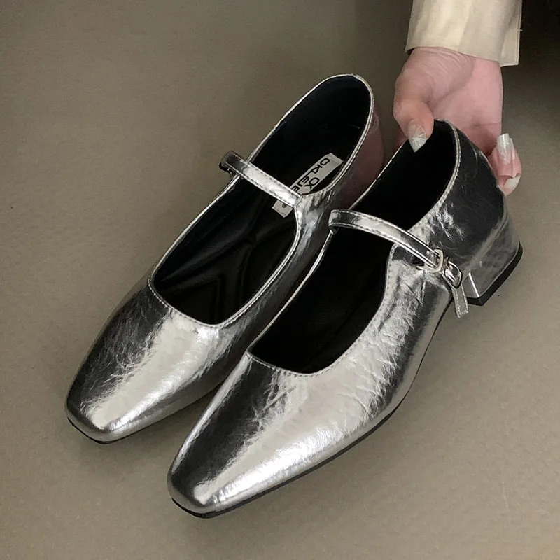 Fashion Buckle Strap Ladies Flats Mary Janes Shoes Female Shallow Footwear Silk Women Flat With Shoes Red 250712
