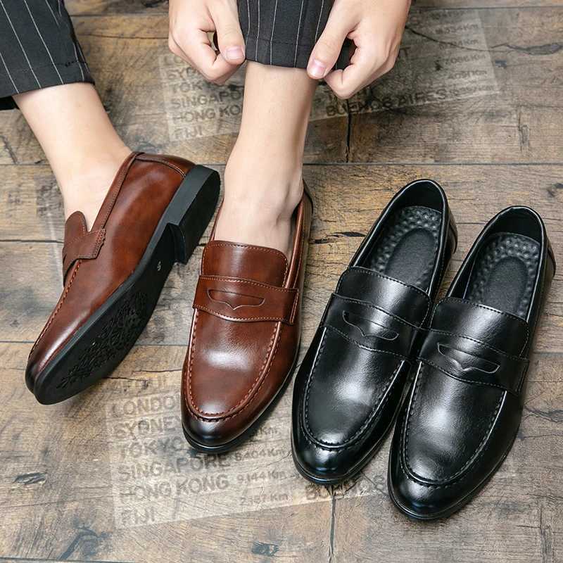Luckman Mens Dress Shoes PU Leather Fashion Men Business Dress Loafers Pointed Shoes Y250715