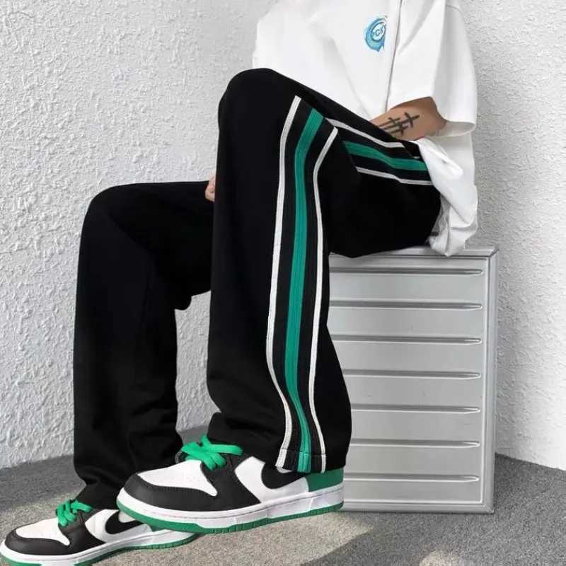 Male Sweat Pants Track Sport Trousers Straight Sweatpants for Men Athletic Stripe Wide Leg Black Stylish Casual New Items in Y2k y250716