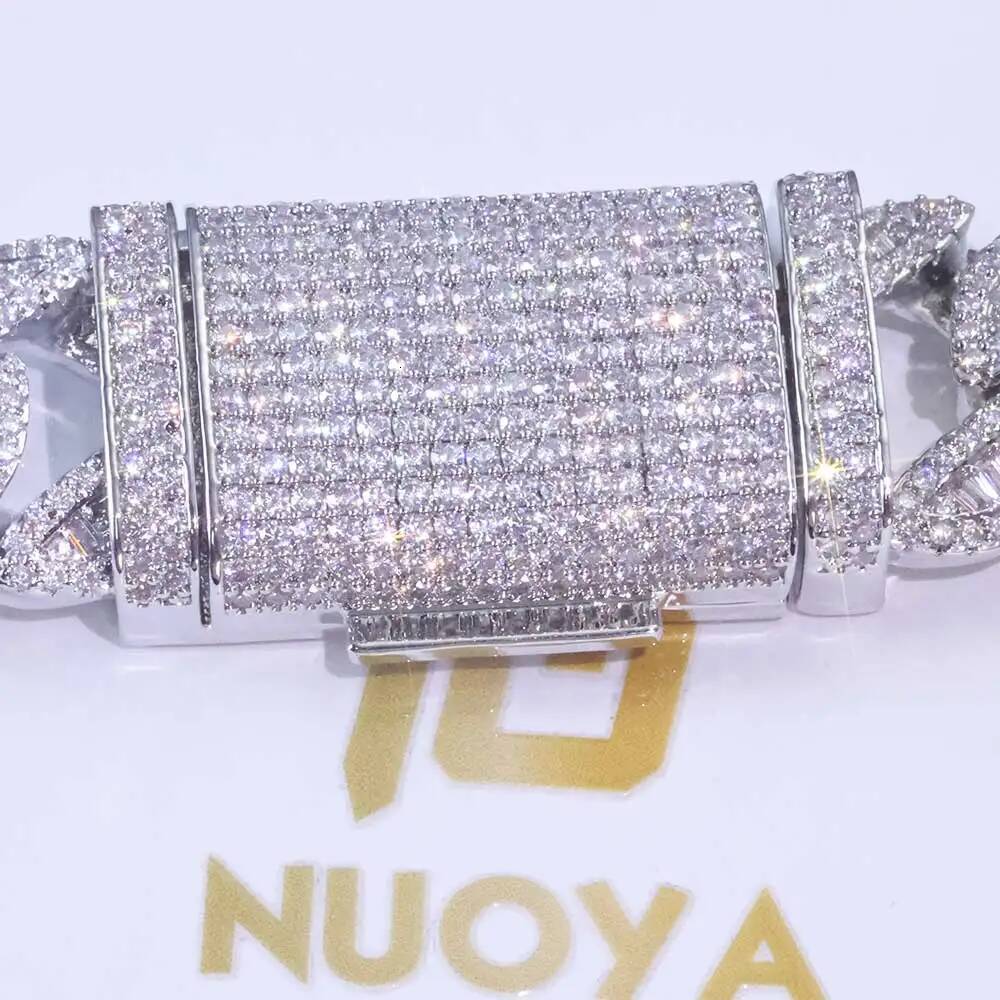 Fashion Style 20mm 3 Row 925 Solid Silver Heavy Necklace Iced Out Hip Hop Jewelry VVS Moissanite Best Quality Cuban Link Chain