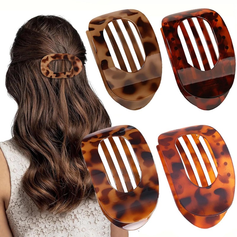 Flat Oval Hairpin Disc Hair Grab Clip Curved Arc Design Hair Accessories
