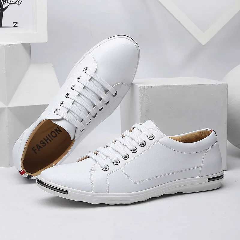 Men Size 38-48 Casual Breathable White Sneaker Leather Driving Walking Shoes for Men Skate Comfortable Stylish for Everyday Wear W250716