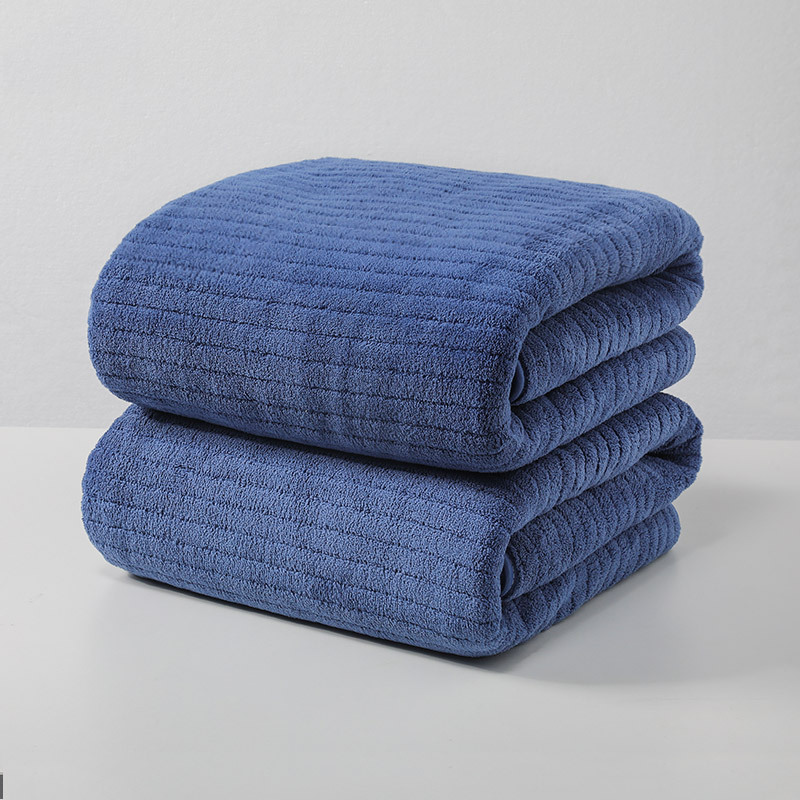 Customized coral fleece towel bath towel water-absorbing dry hair towel no hair loss bath wrap towel beach towel striped bath towel