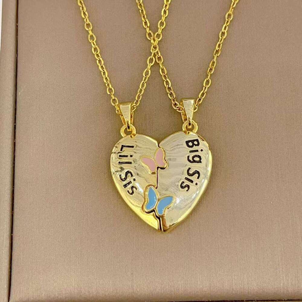 Heart Butterfly Magnetic Two-Piece Pendant Necklace Ins Creative Simple Design Versatile Sweater Afb