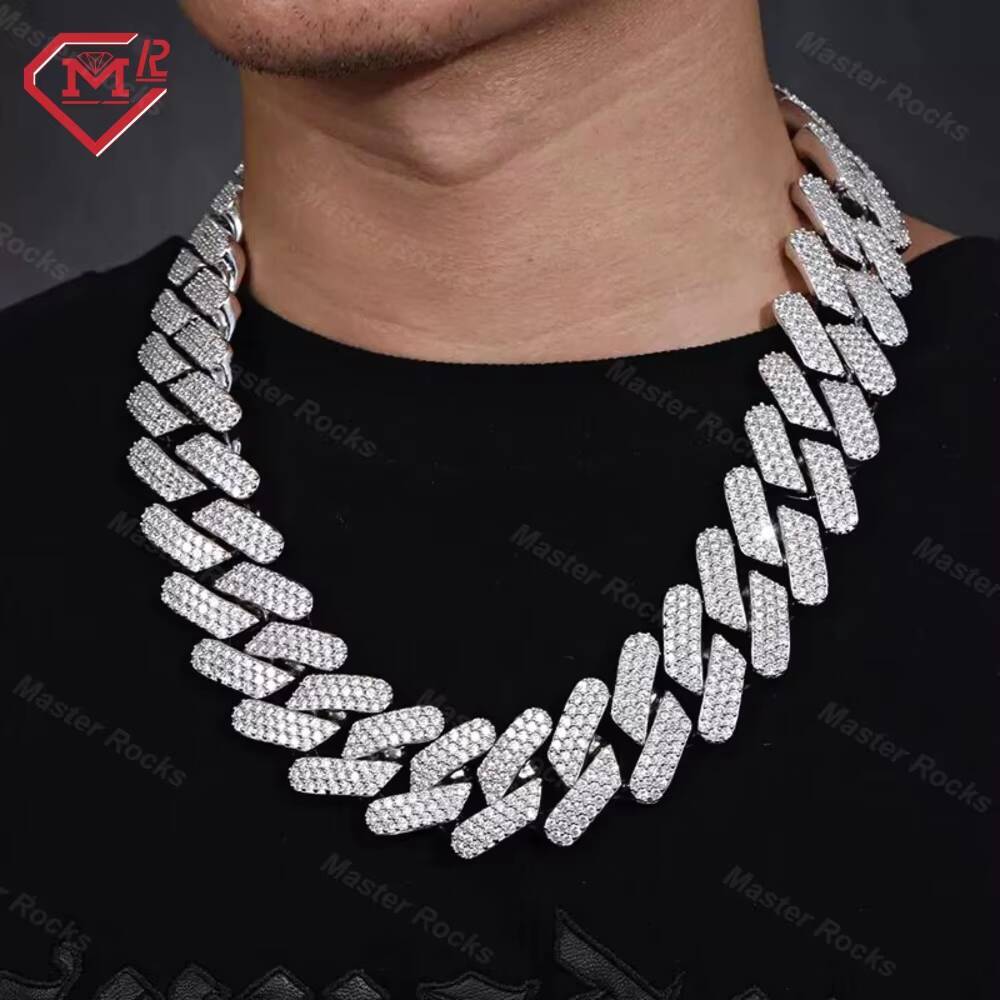 Luxury 14mm Cuban Chain Heavy Hiphop Iced Out 925 Sterling Silver Miami Moissanite Cuban Link Chain