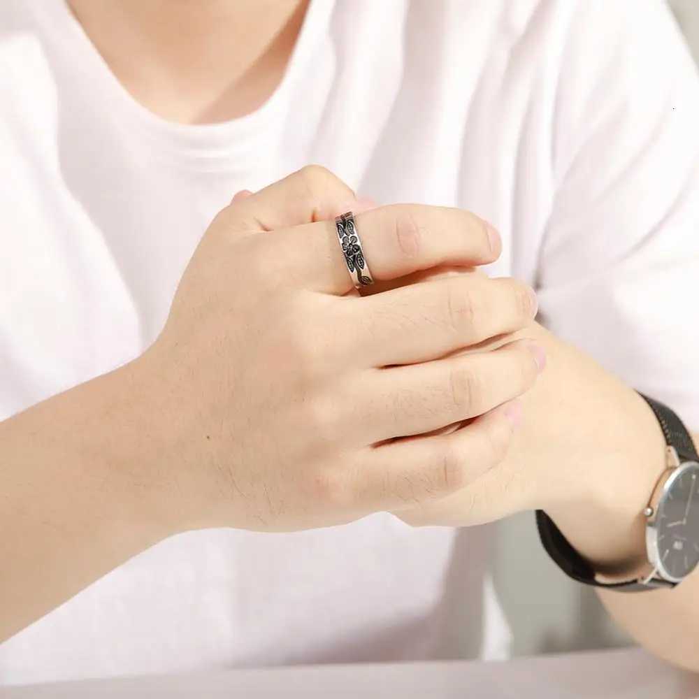 Teamer Magnetic Slimming Ring Adjustable Gold Plated Stainless Steel Rings for Men Women Flower Jewelry Valentines Day Gifts S250716