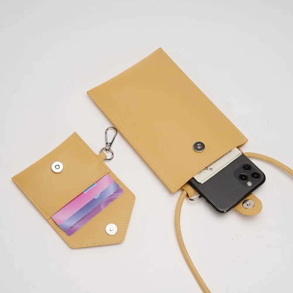 Portable 2 In 1 Travel Mobile Phone Bag PU Leather Solid Color Crossbody Bag with Coin Purse Lightweight Shoulder Bag