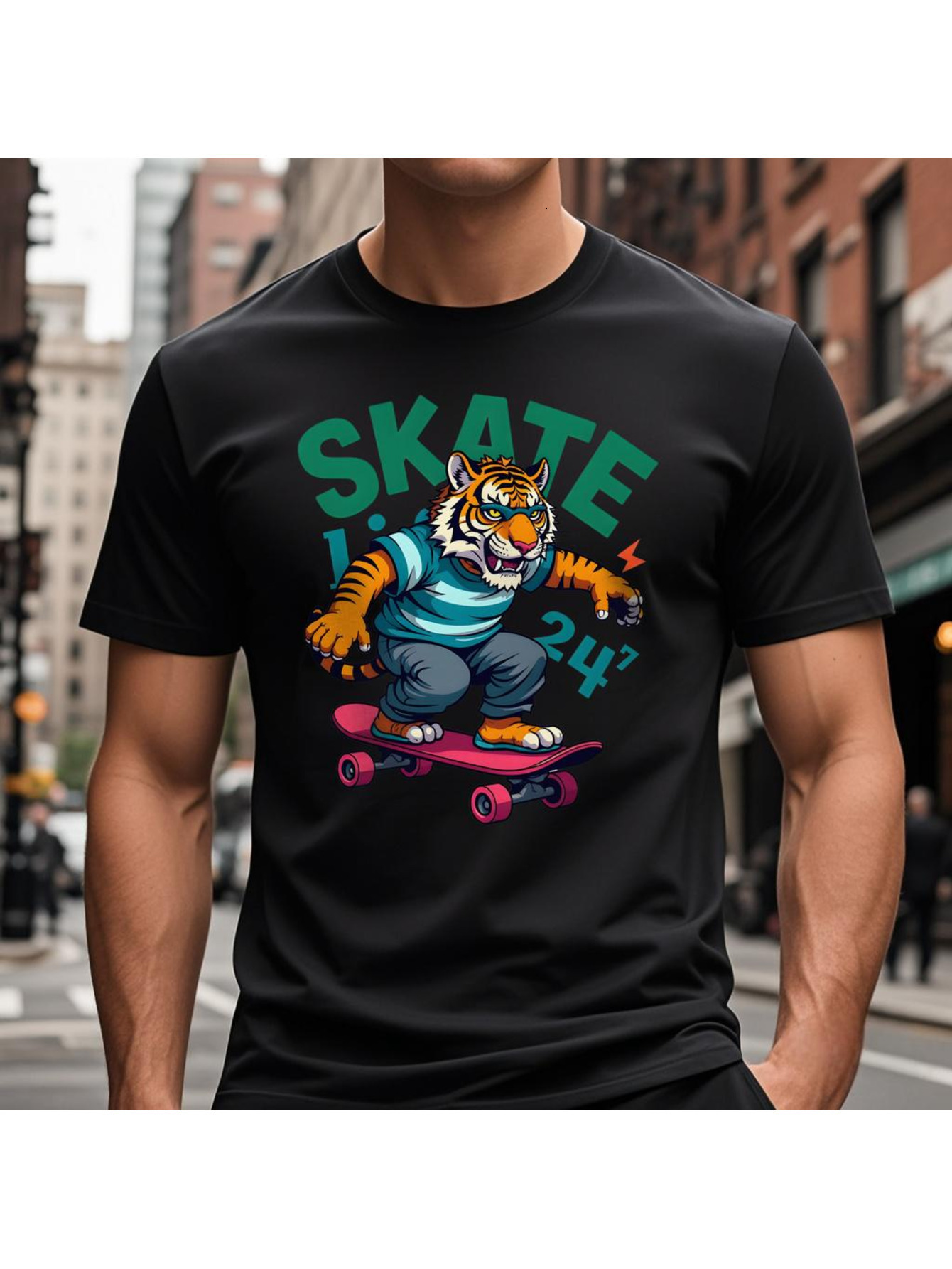 VogueEpoch Round collar White Short sleeve tiger 180g Cotton T Shirts S-3XL Men black Adult skateboard Wed d0