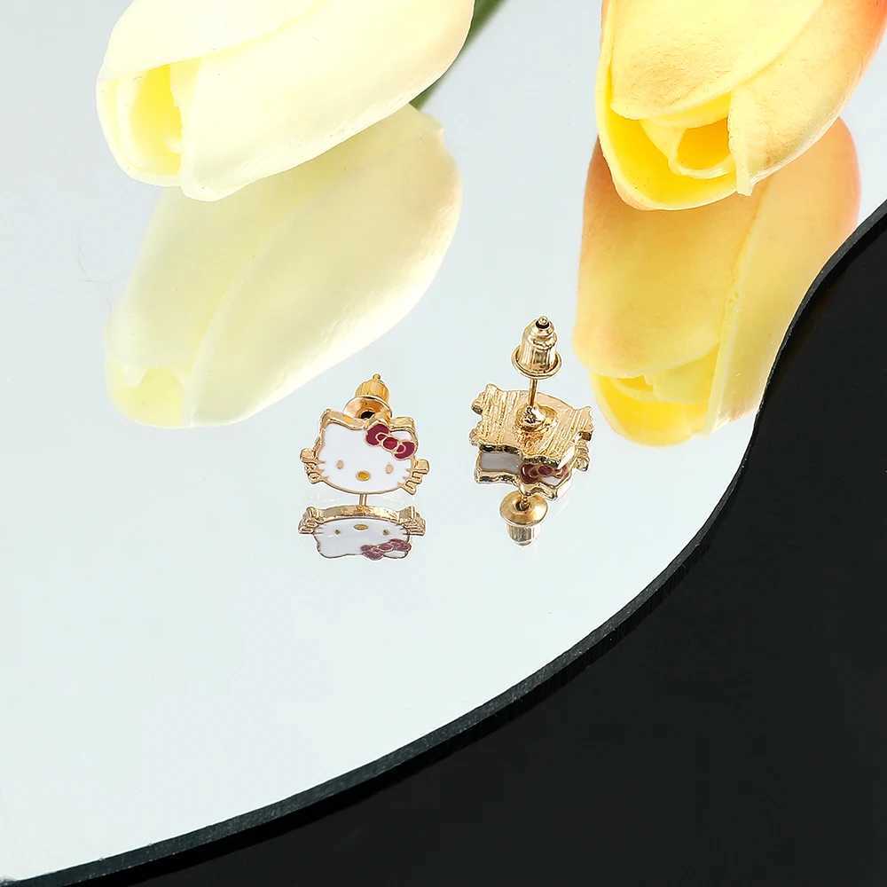 Sanrio Kawaii Sanrio Hello Kitty Fashion Simplicity Earring Cute Cartoon Figure KT Cat Bow Tie Earring for Best Friend Surprise Gifts w250716