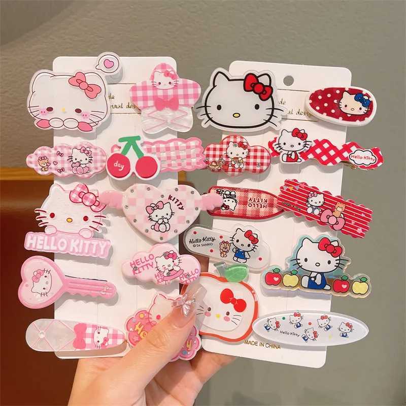 Sanrio 10pcs Childrens Hair Clips HelloKitty Cute Headwear for Girls and Children Forehead Hair Clips w250716