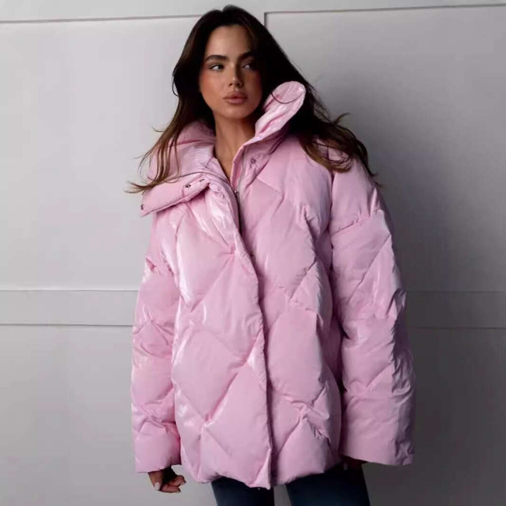 Autumn Winter New Loose Cotton With Matte And Glossy Turn-Down Collar Casual Jacket B5