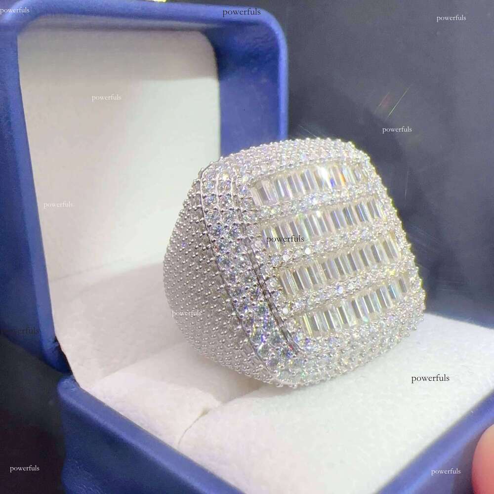 Ready to Ship Lan Dia Custom Sier Vvs Moissanite Iced Out Hip Hop Jewelry Mens Ring