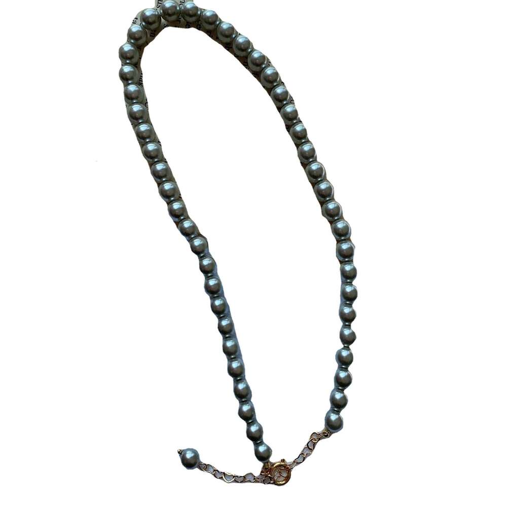 Sier Gray Perfect Round Pearl Sweater Chain 2025 New Trend Necklace for Women Niche Design Clavicle Choker