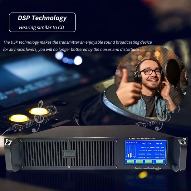 600W FM Transmitter Compatible with 110/220V, Touch Screen, for Church/Community & Mobile Communication Base Stations, AES Inputs & Low Noise