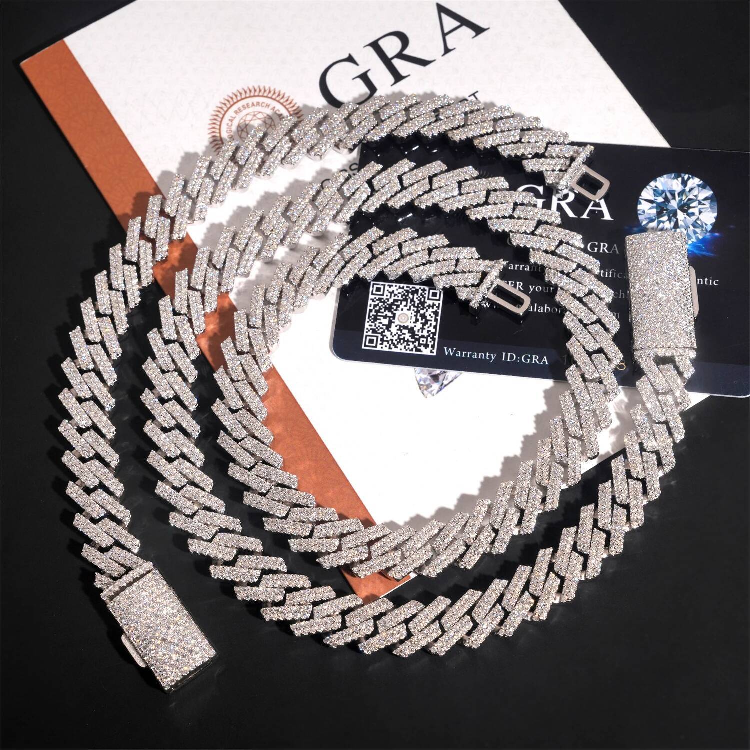 Hip Hop Jewelry 12mm Iced Out 925 Silver Gold Plated D Color Link Moissanie Cuban Chain Bracelet Necklace