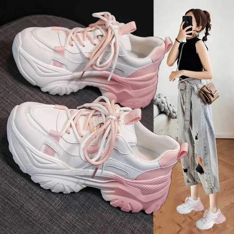 High Platform Lace Up Shoes For Women 2025 New Korean Stylish Deals Aesthetic Daily Routine Trends 39 Woman Footwear M250716