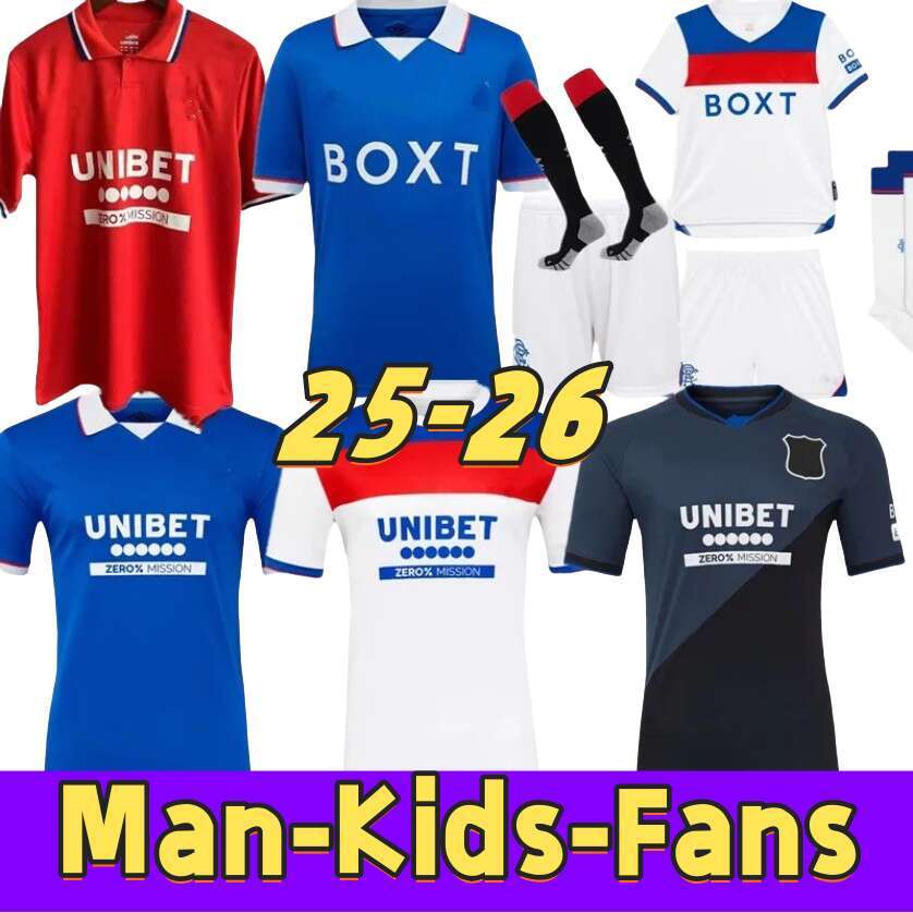 25 26 away soccer jersey 2026 2025 Glasgow home Ranger COLAK ROOFE LUNDSTRAM HAGI BARKER MORELOS KENT TILLMAN FC FASHION JR Football Shirt men kids kit third