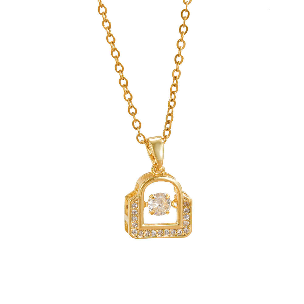 Beating Heart Style Bag Titanium Steel Necklace For Women Fashion Simple Micro-Inlaid Zircon Non-Fading Clavicle Chain Jewelry F74