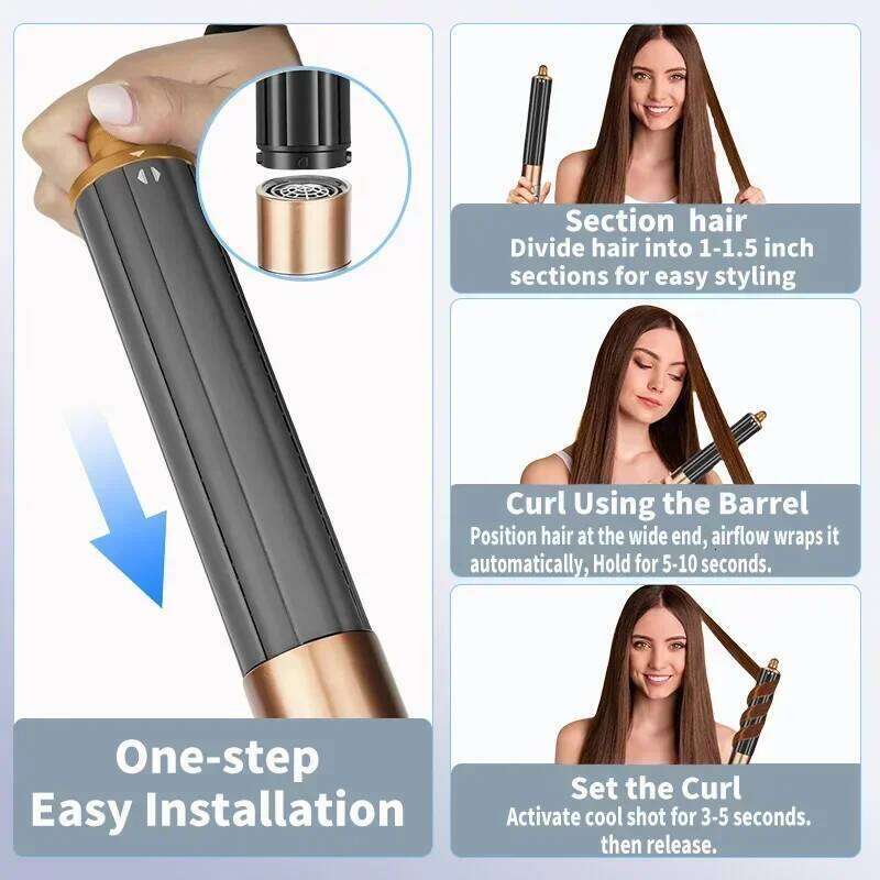 6 In 1 High-Speed Negative Ion Multi Hair Styler Professional Blow Dryer Brush Curling Gift For Women