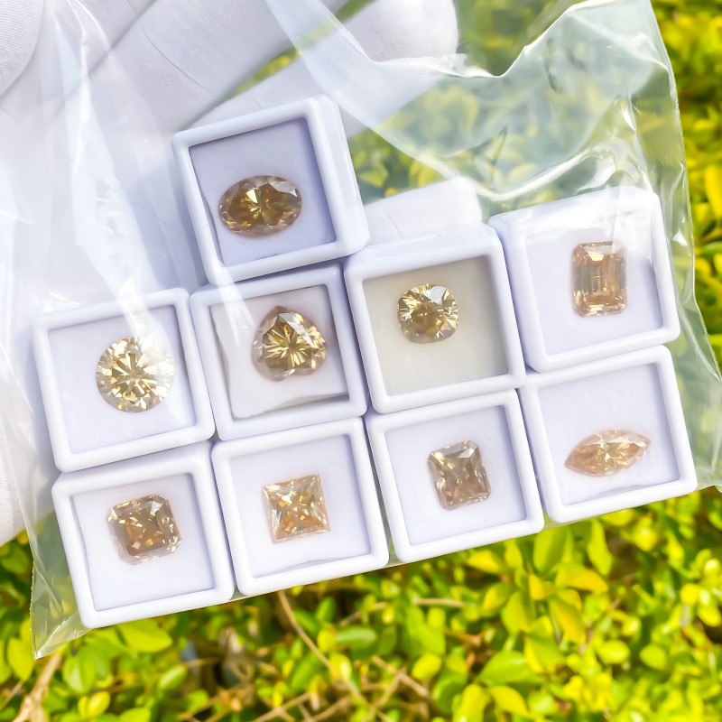 Wholesale Original Color Champagne Moissanite High Quality Brilliant Cut Various Shapes 0.1ct to 10ct VVS1 Clarity Loose Moissanite for Fashion Jewelr