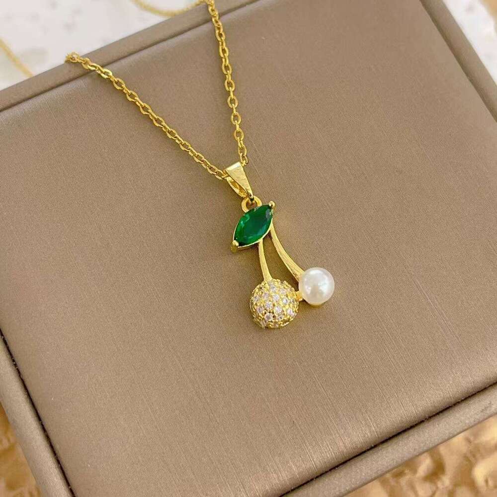 Necklace For Women Summer New Cherry Choker Niche Design Fashion Japanese And Korean Style Elegant Titanium Steel Collarbone Chain 5Fc