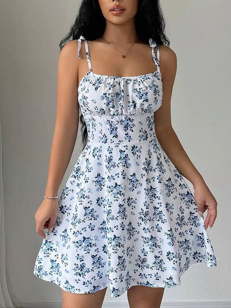 Womens Summer Floral Spaghetti Strap Beach Short Dress,Women Mini Dress,Woman Clothing,Red Dresses,Sundress,New In Dress 2025 dongdumaoyi