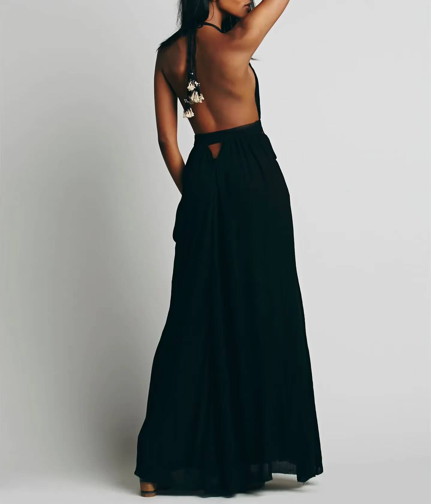 Canwedance Beach Sundress V Neck Backless Sexy Holiday Cotton Maxi Dresses Boho Vestidos Vacation Strapless Dress dongdumaoyi