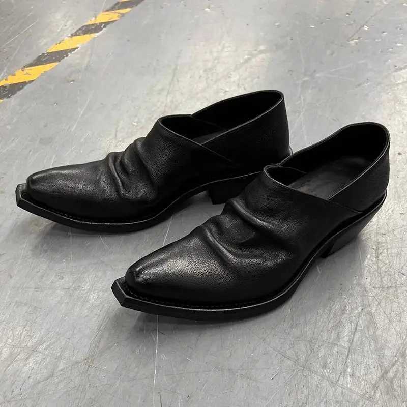 2025 One-foot Loafer Commuter Platform Wizard Trendy Mens and Womens Heightening Head Leather Niche Casual Sderby Shoes W250716